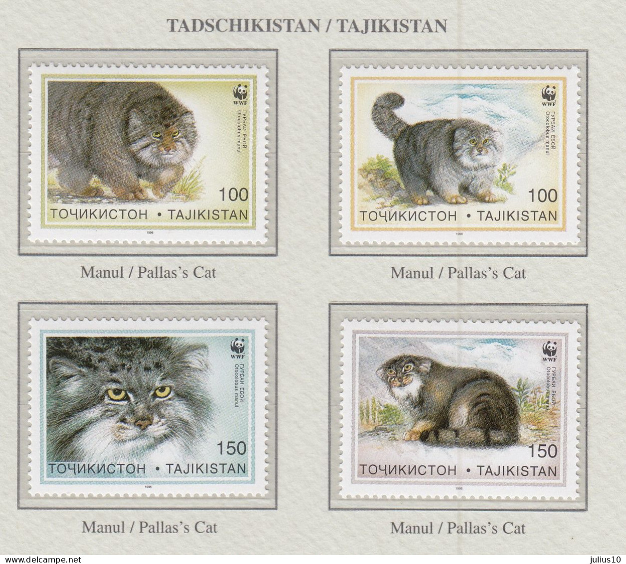 TAJIKISTAN 1996 WWF Animals Wild Cats Mi 94-97 MNH(**) Fauna 548 - Félins