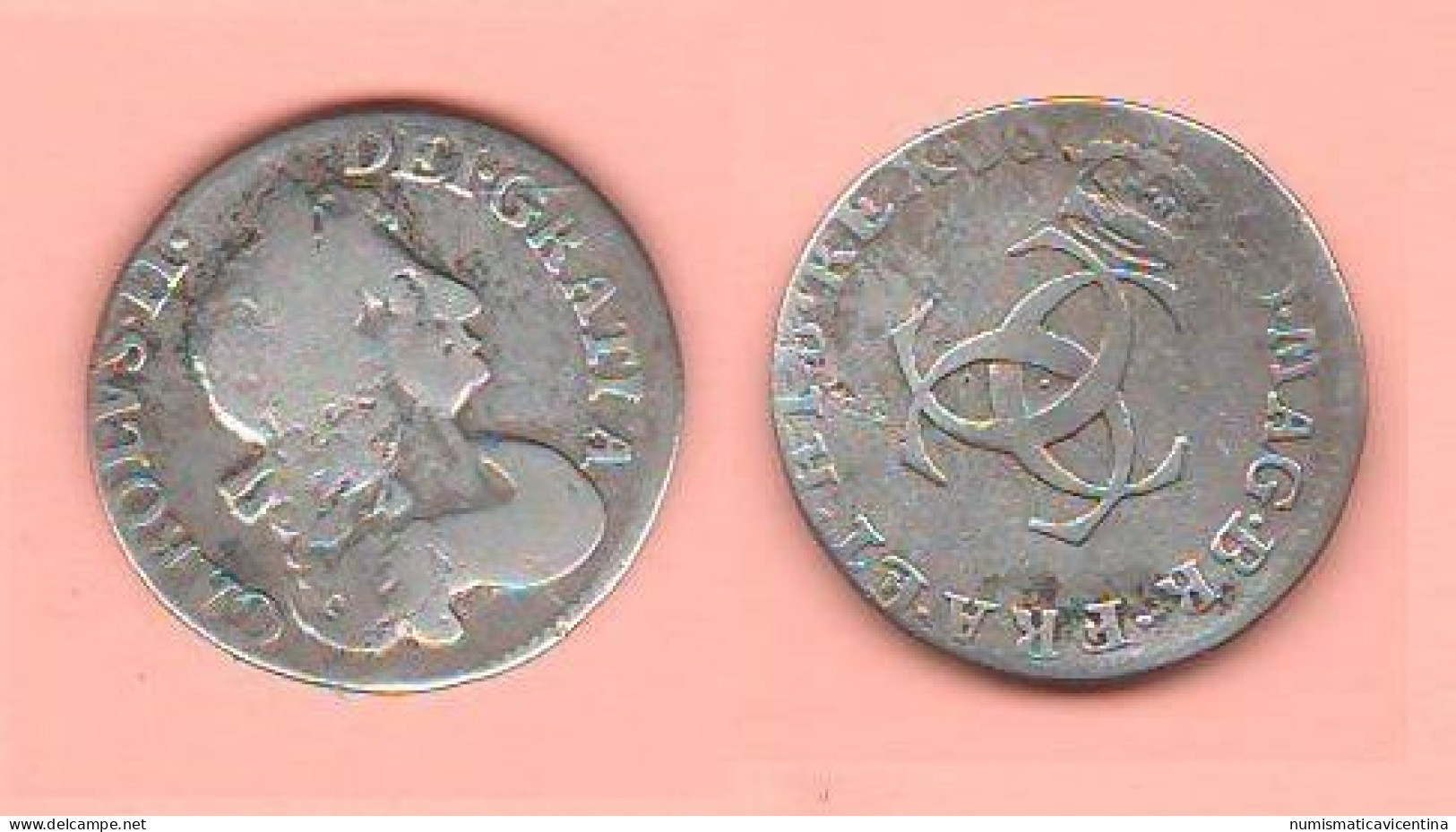 Great Britain Tree Pence 1680 England Inghilterra United Kingdom Silver Coin King Charles II° - Guinea