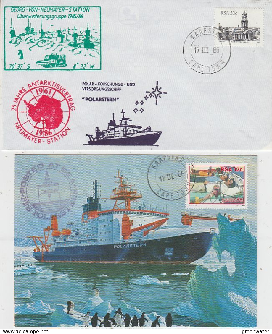 South Africa MS Polarstern Ca G. Van Neumayer  Cover + Postcard Ca Cape Town 17.3.1986 (GS199) - Poolshepen & Ijsbrekers