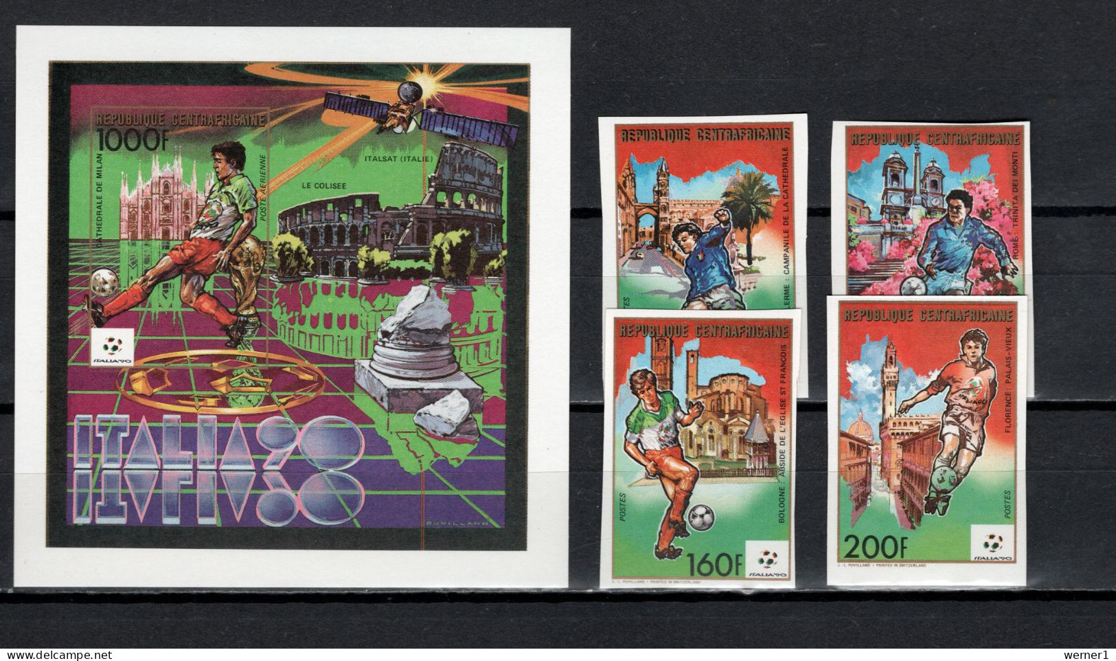 Central Africa 1989 Football Soccer World Cup, Space Set Of 4 + S/s Imperf. MNH -scarce- - 1990 – Italië