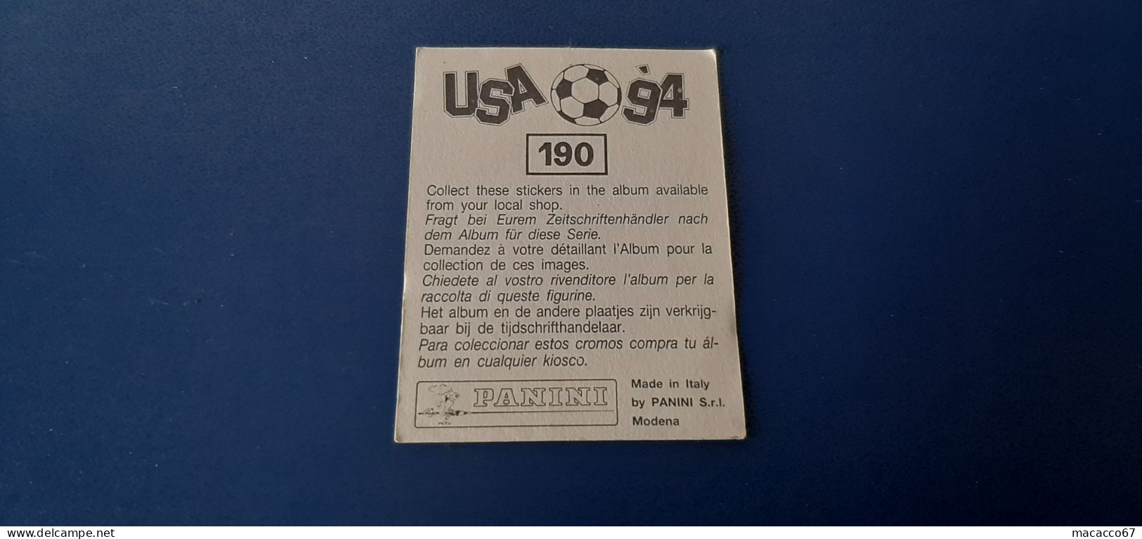 Figurina Panini WM USA 94 - 190 Alcorta Spagna - Italian Edition