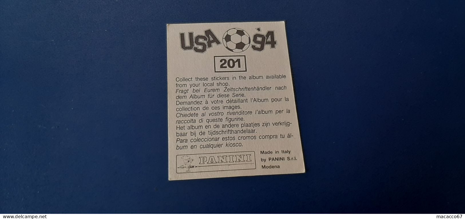 Figurina Panini WM USA 94 - 201 Luis Enrique Spagna - Edizione Italiana
