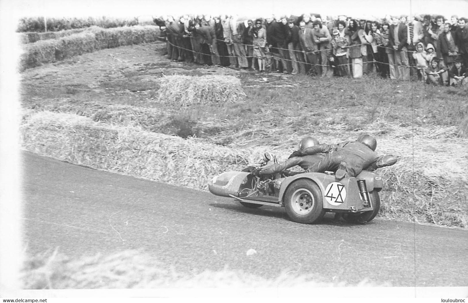 COURSE DE SIDE CAR AVEC PILOTES MOTOS PHOTO DE PRESSE ORIGINALE 14 X 9 CM - Sports