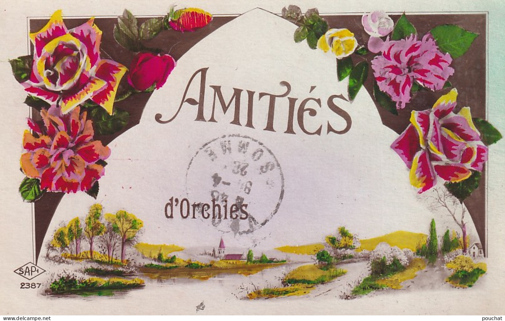 YO Nw-(59) AMITIES D'ORCHIES - CARTE FANTAISIE - DECOR FLORAL ET PAYSAGE  - Orchies