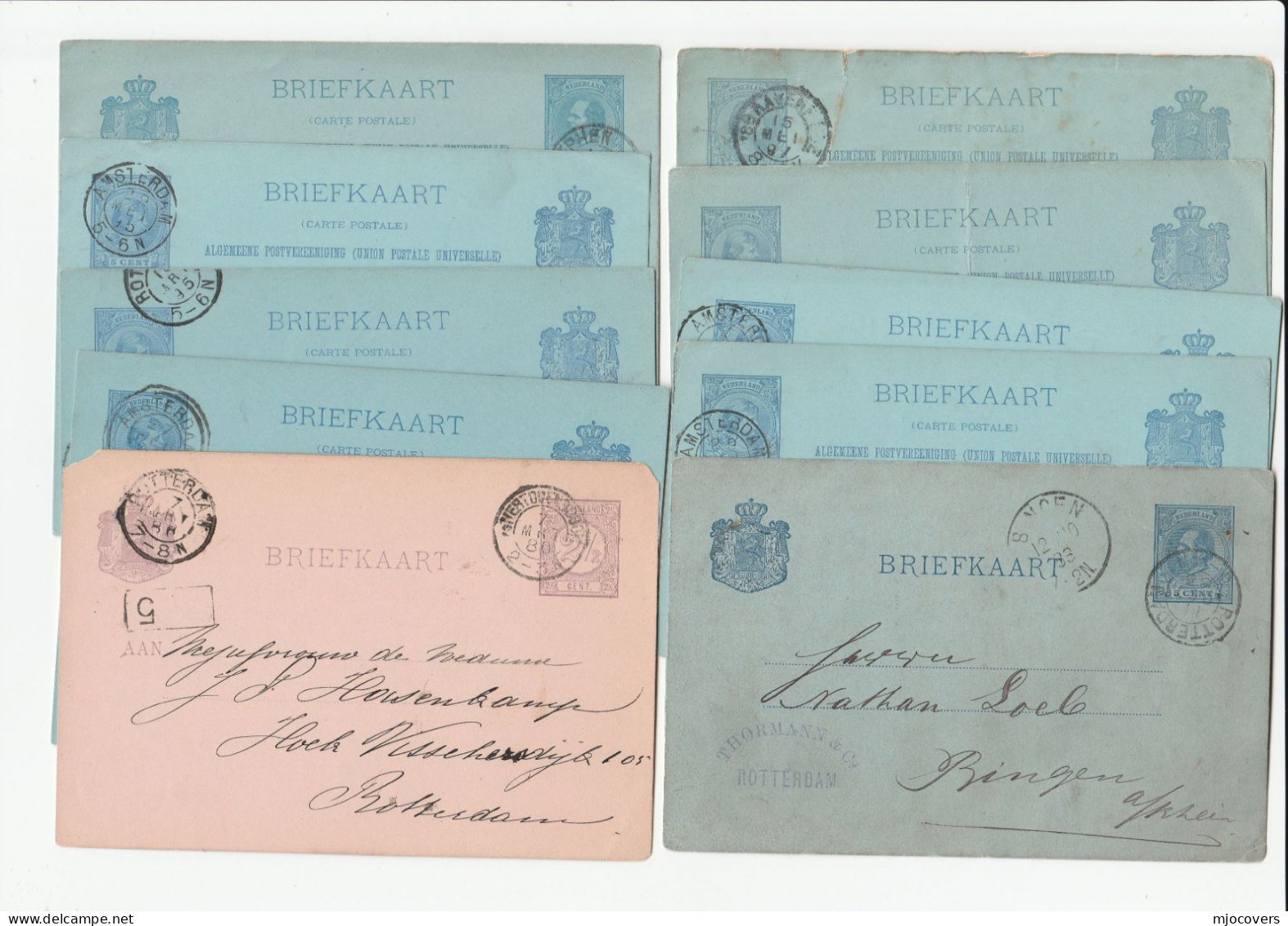 10  1886 - 1896 POSTAL STATIONERY CARDS Netherlands Mostly To Germany Cover Stamps Card - Lettres & Documents