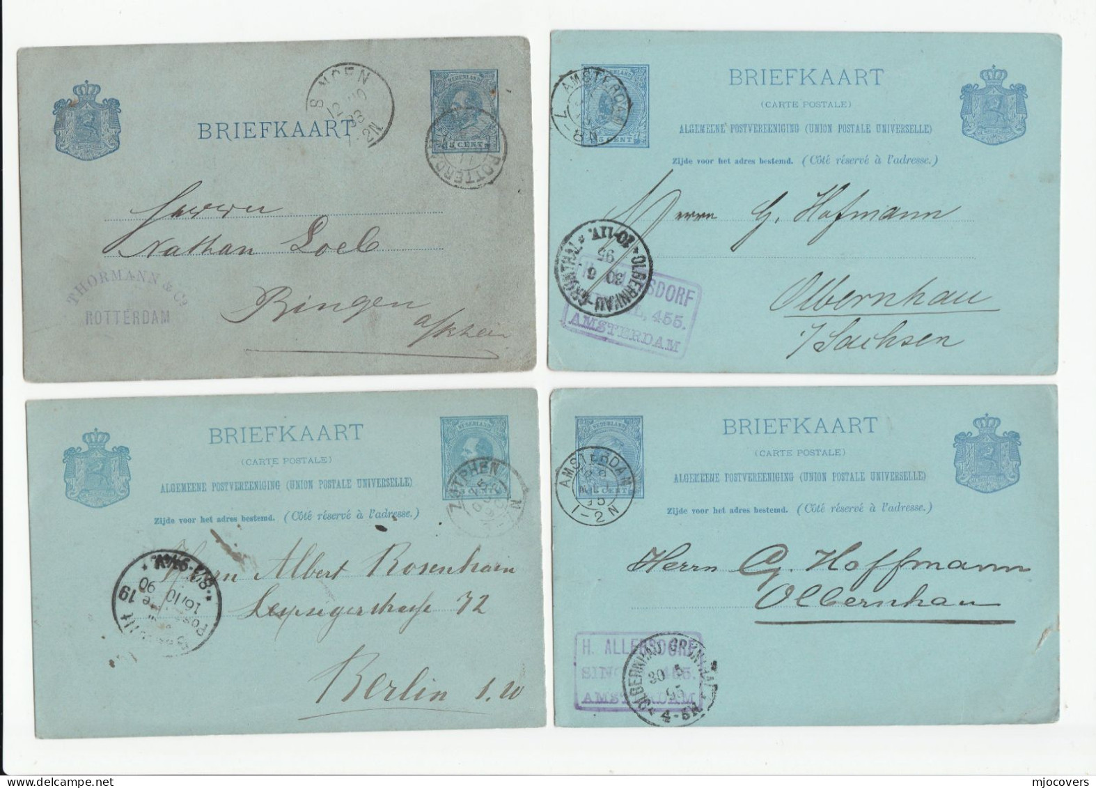 10  1886 - 1896 POSTAL STATIONERY CARDS Netherlands Mostly To Germany Cover Stamps Card - Covers & Documents