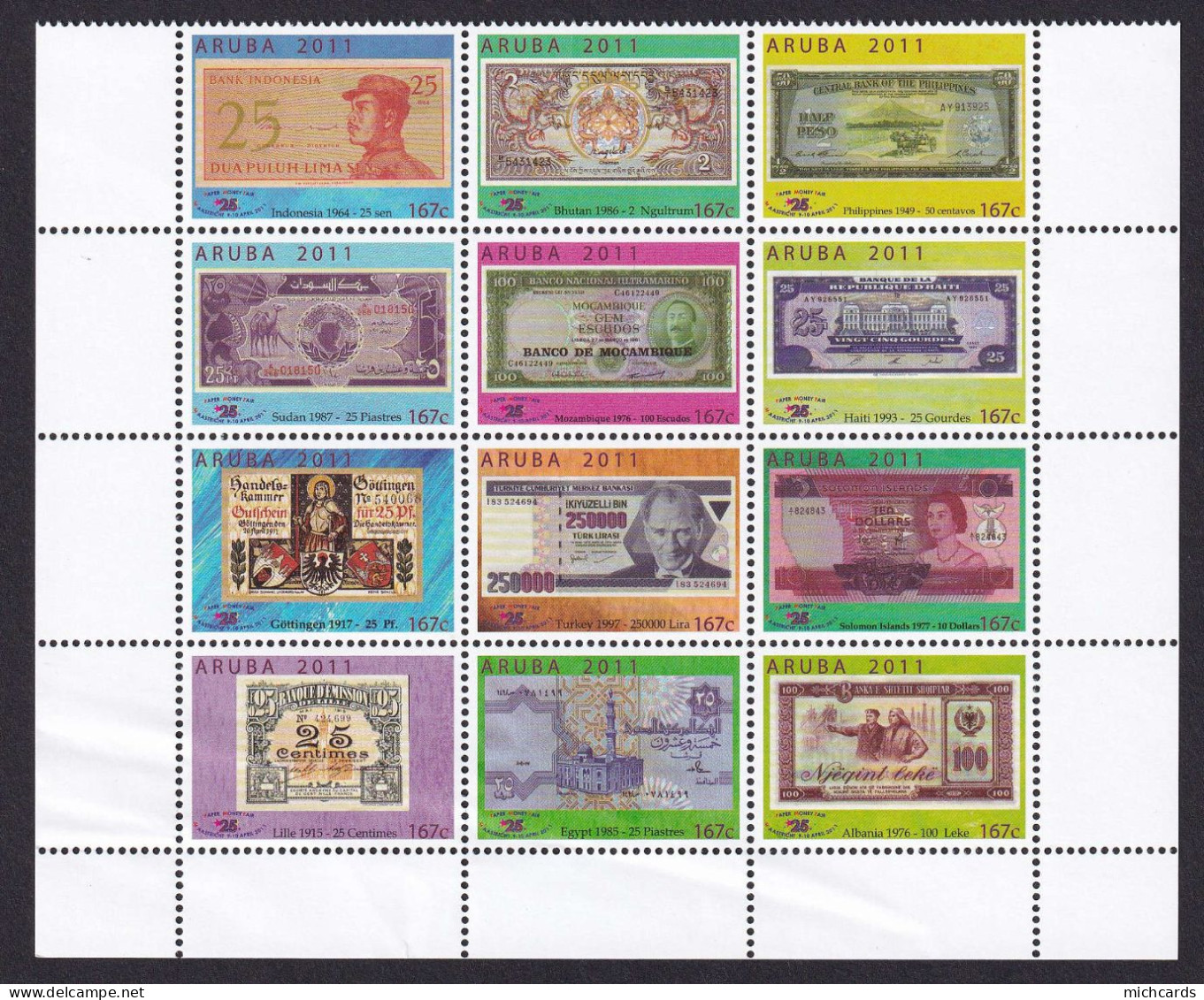 323 ARUBA 2011 - Y&T 544/55 - Monnaie Argent  Billet Banque - Neuf ** (MNH) Sans Charniere - Curaçao, Antilles Neérlandaises, Aruba
