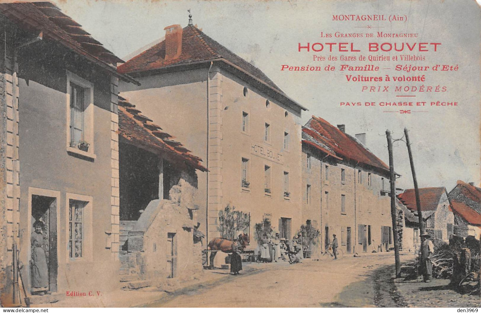 Les Granges-de-MONTAGNIEU (Ain) - Hôtel Bouvet Près Des Gares De Quirieu & Villebois - Montagneil - Voyagé 1911 (2 Scans - Unclassified