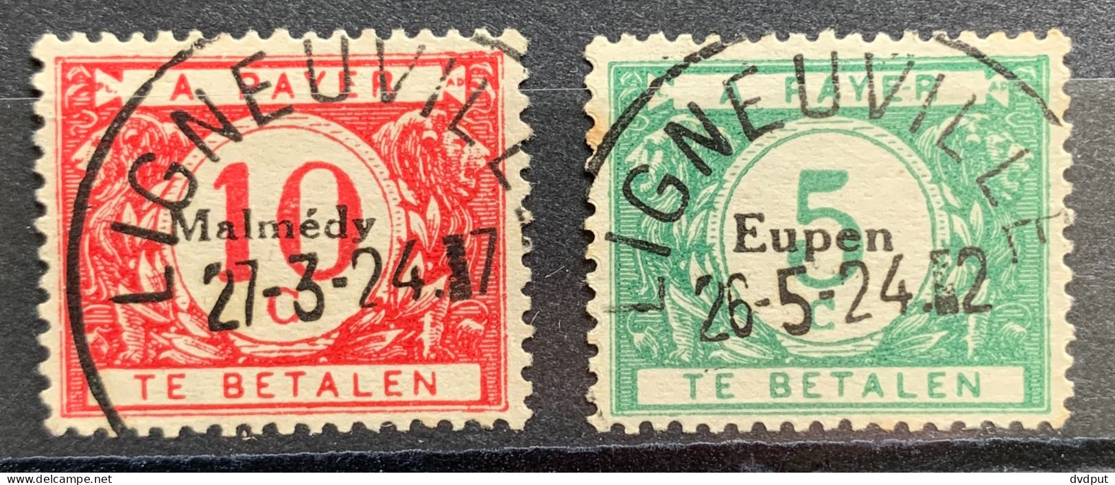 België, 1920, OC80+101, Gestempeld LIGNEUVILLE - OC55/105 Eupen & Malmédy