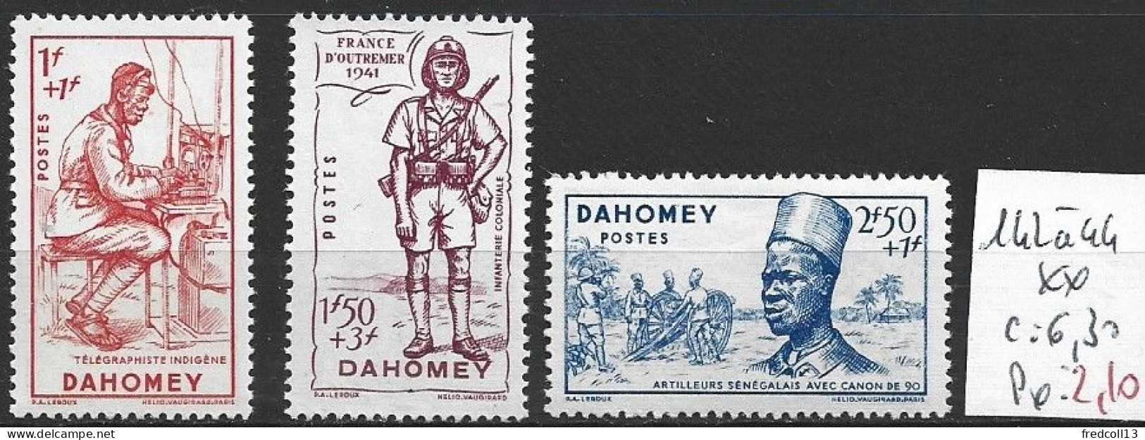 DAHOMEY FRANCAIS 142 à 144 ** Côte 6.30 € - Unused Stamps