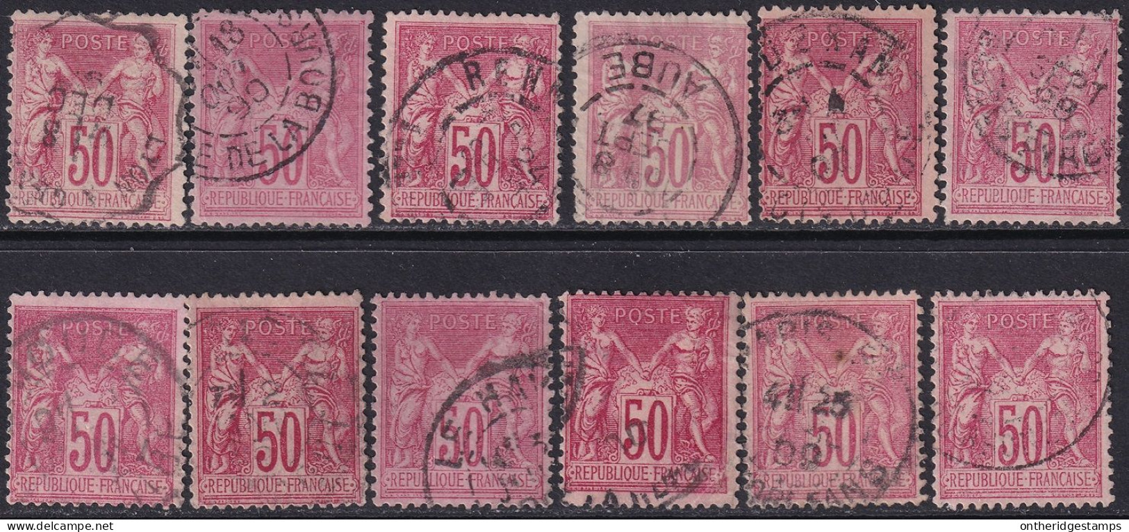 France 1890 Sc 101 Yt 98 Selection Of 12 Used - 1876-1898 Sage (Type II)
