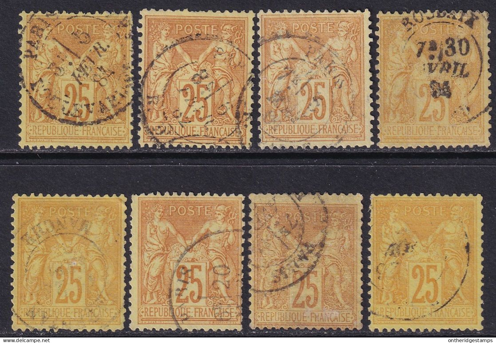 France 1879 Sc 99 Yt 92 Selection Of 8 Used - 1876-1898 Sage (Type II)