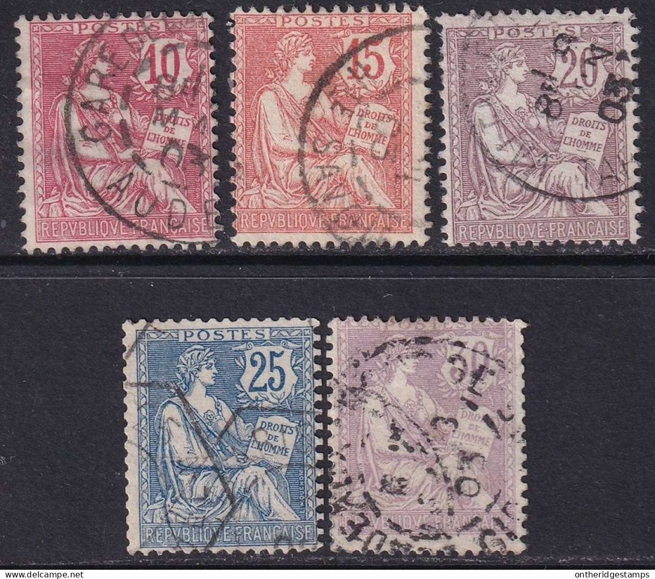 France 1902 Sc 133-7 Yt 124-8 Set Used - 1900-02 Mouchon