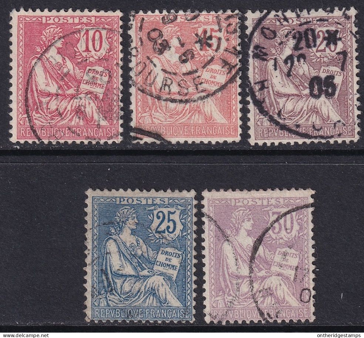 France 1902 Sc 133-7 Yt 124-8 Set Used - 1900-02 Mouchon