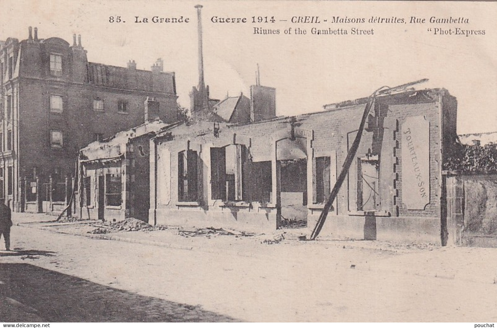 YO Nw-(60) GUERRE 1914 - CREIL - RUE GAMBETTA - MAISONS DETRUITES - Creil