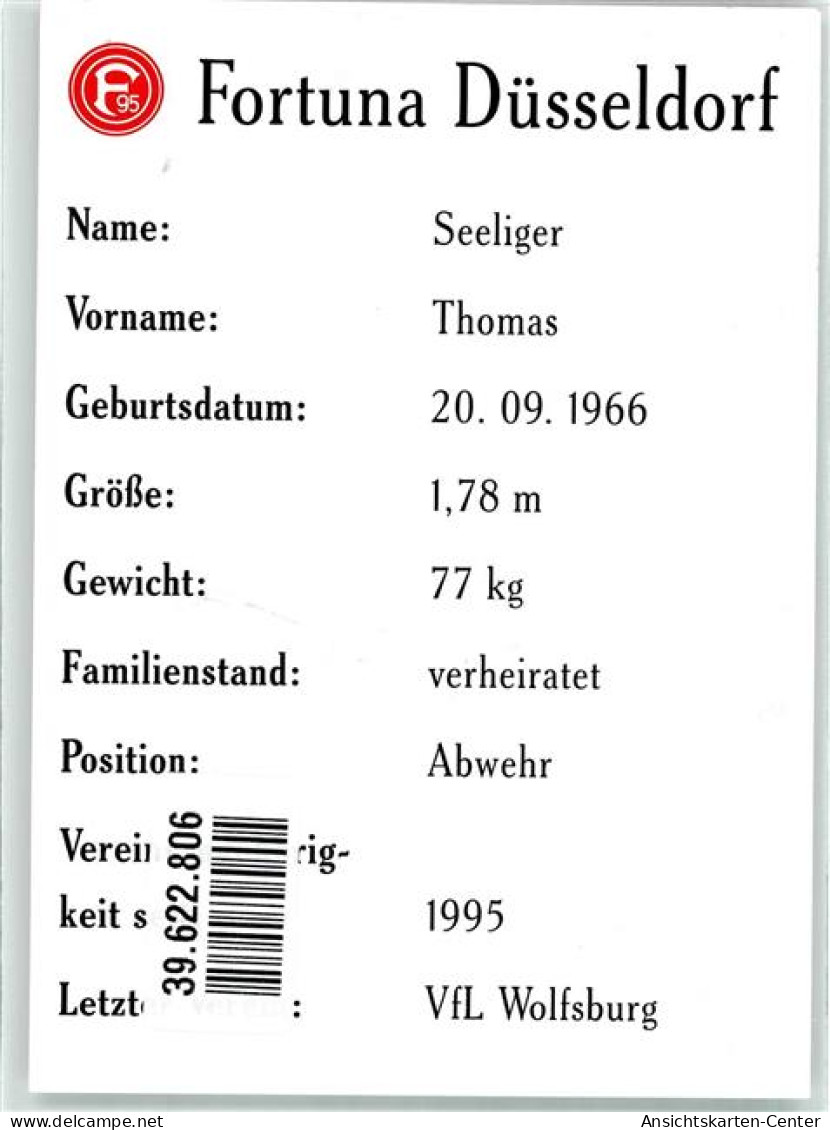 39622806 - Thomas Seeliger Fortuna Duesseldorf Autogramm - Fussball