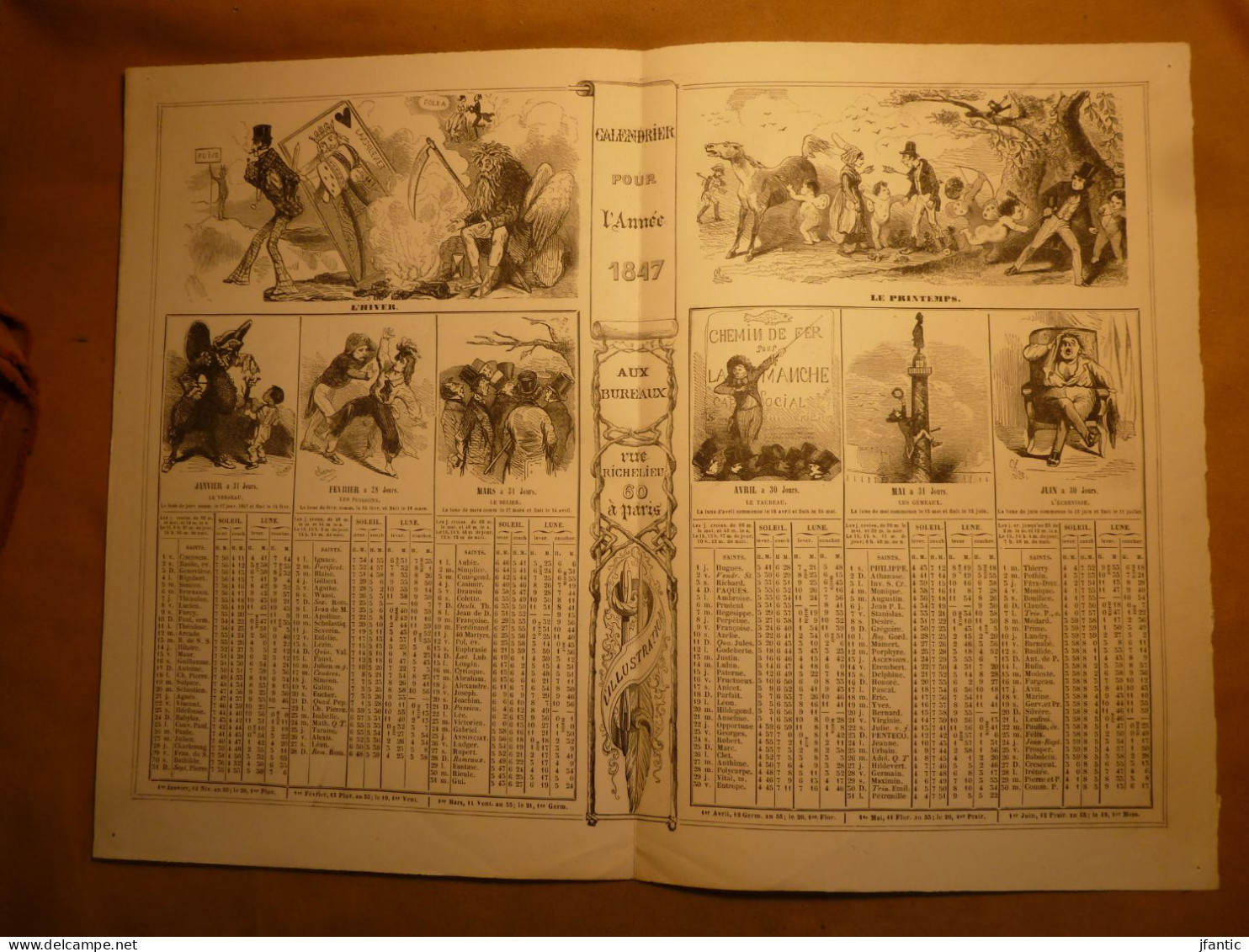 L'Illustration, Calendrier Pour L'année 1847, 6 Premiers Mois. Aux Bureaux Rue Richelieu 60 à Paris. - Other & Unclassified