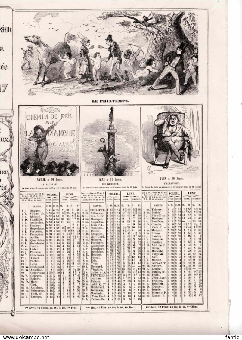 L'Illustration, Calendrier Pour L'année 1847, 6 Premiers Mois. Aux Bureaux Rue Richelieu 60 à Paris. - Otros & Sin Clasificación