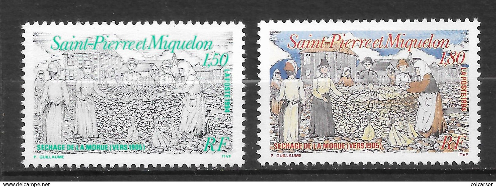 SAINT PIERRE ET MIQUELON N°   595/96 " SÉCHAGE DE LA MORUE " - Unused Stamps