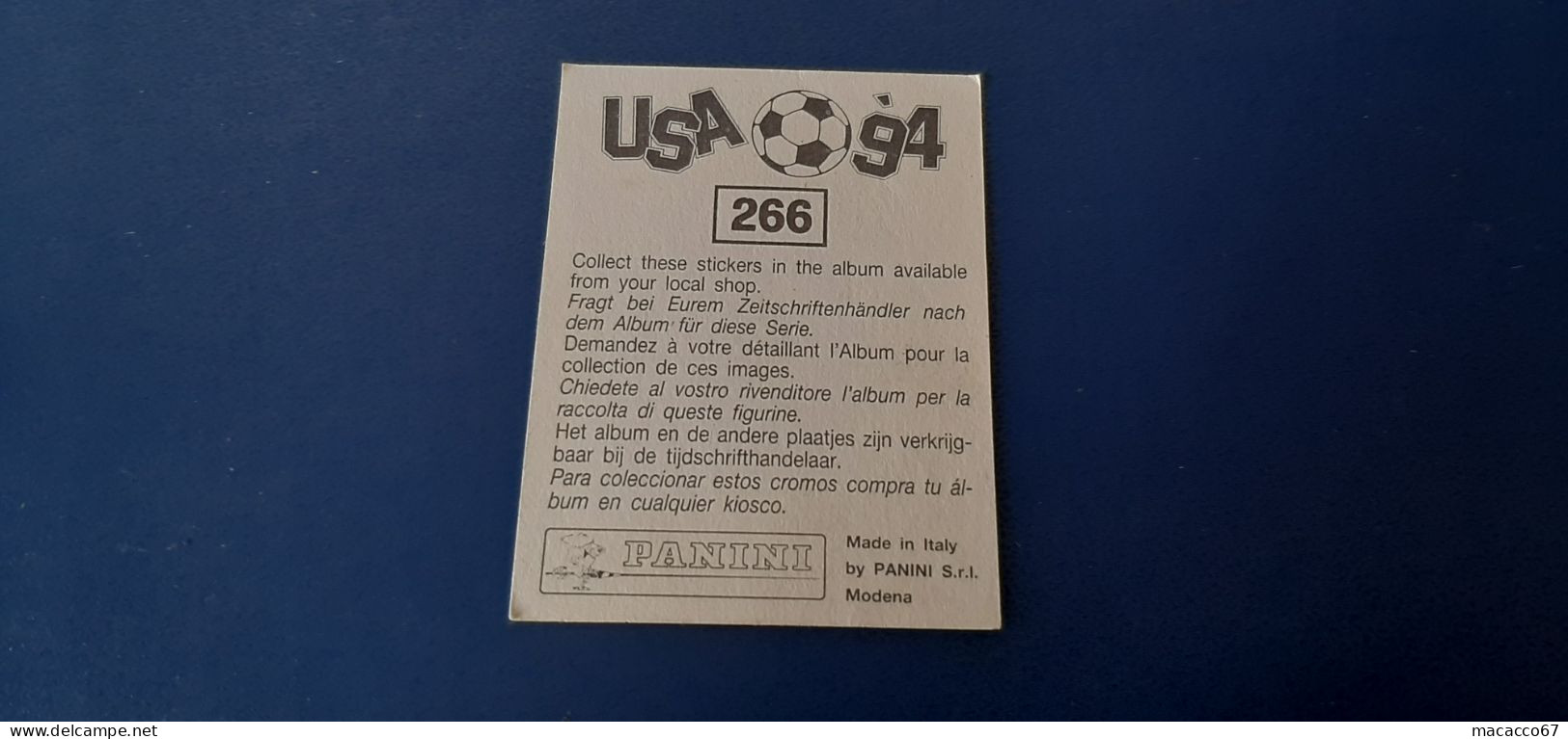 Figurina Panini WM USA 94 - 266 Manolas Grecia - Edición Italiana