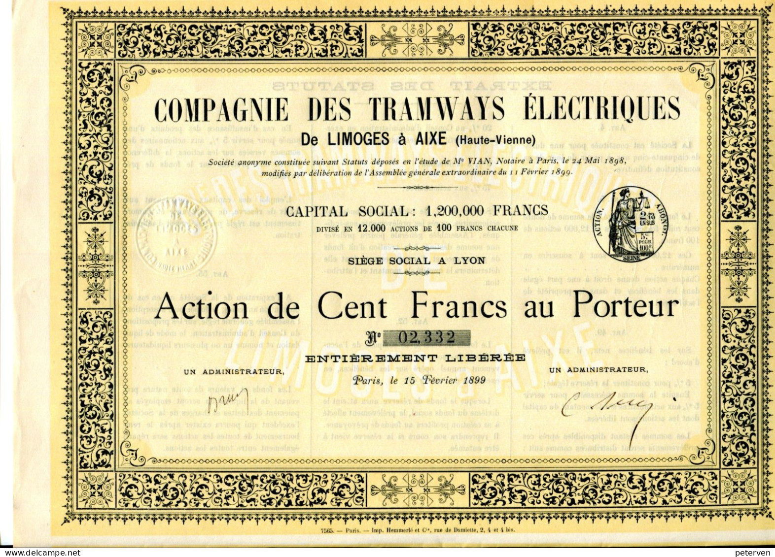 Compagnie Des Tramways Électriques De Limoges à Aixe - Railway & Tramway