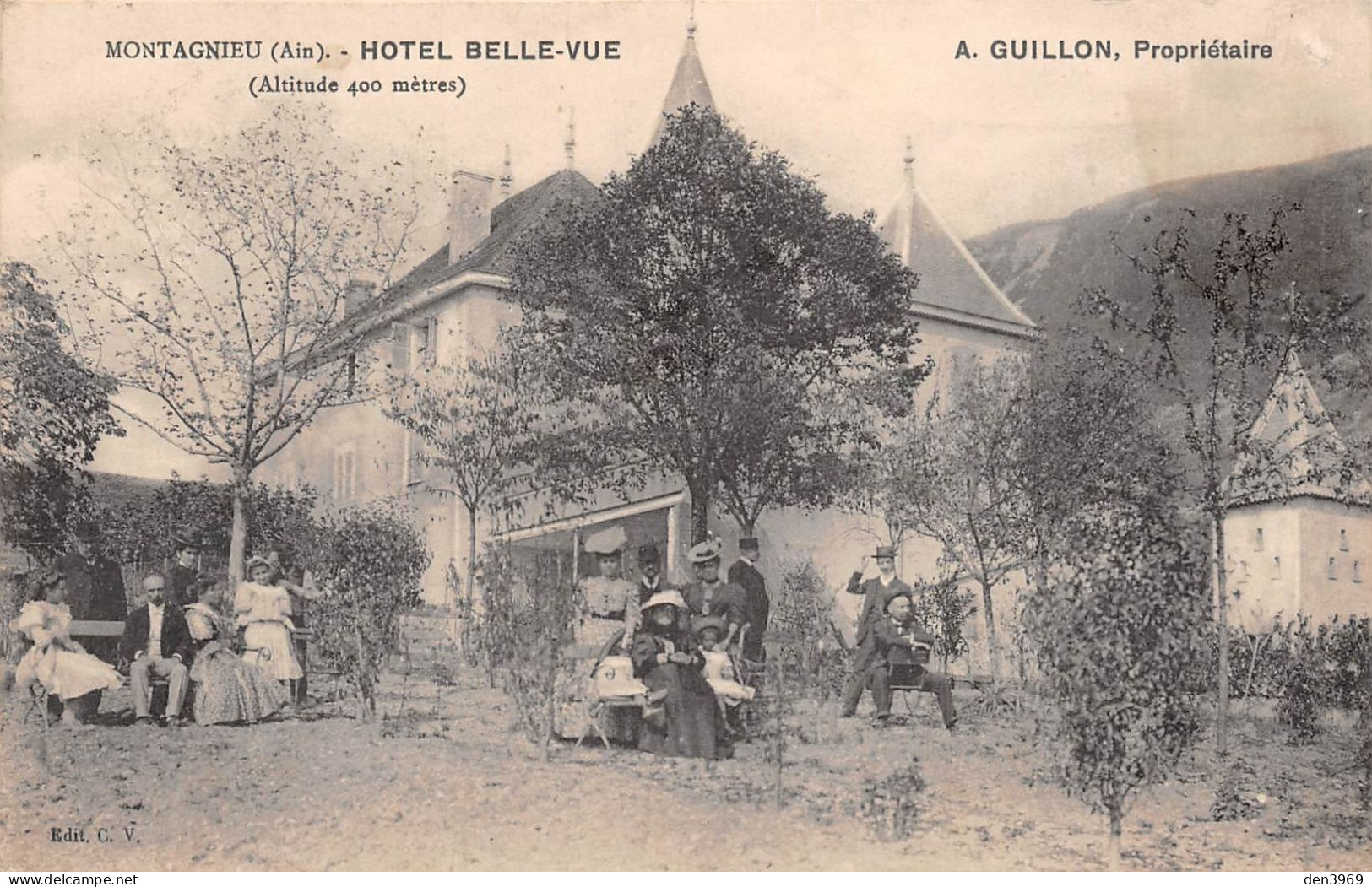 MONTAGNIEU (Ain) - Hôtel Belle-Vue, A. Guillon - Voyagé 1910 (2 Scans) Mollard, 20 Rue Amédée Bonnet à Lyon - Unclassified