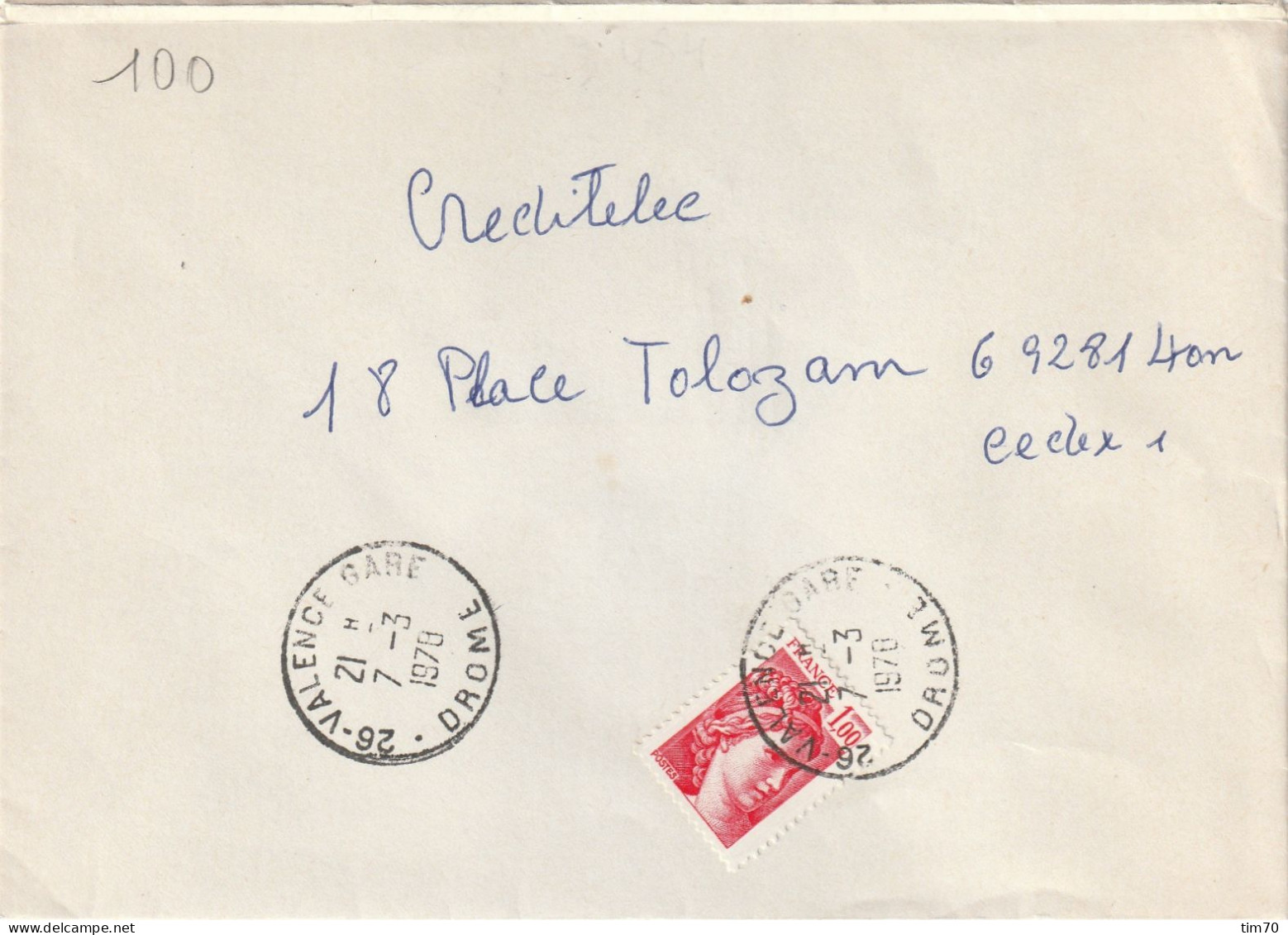 CAD   26 - VALENCE  -  GARE  1972 X 2 - Handstempel