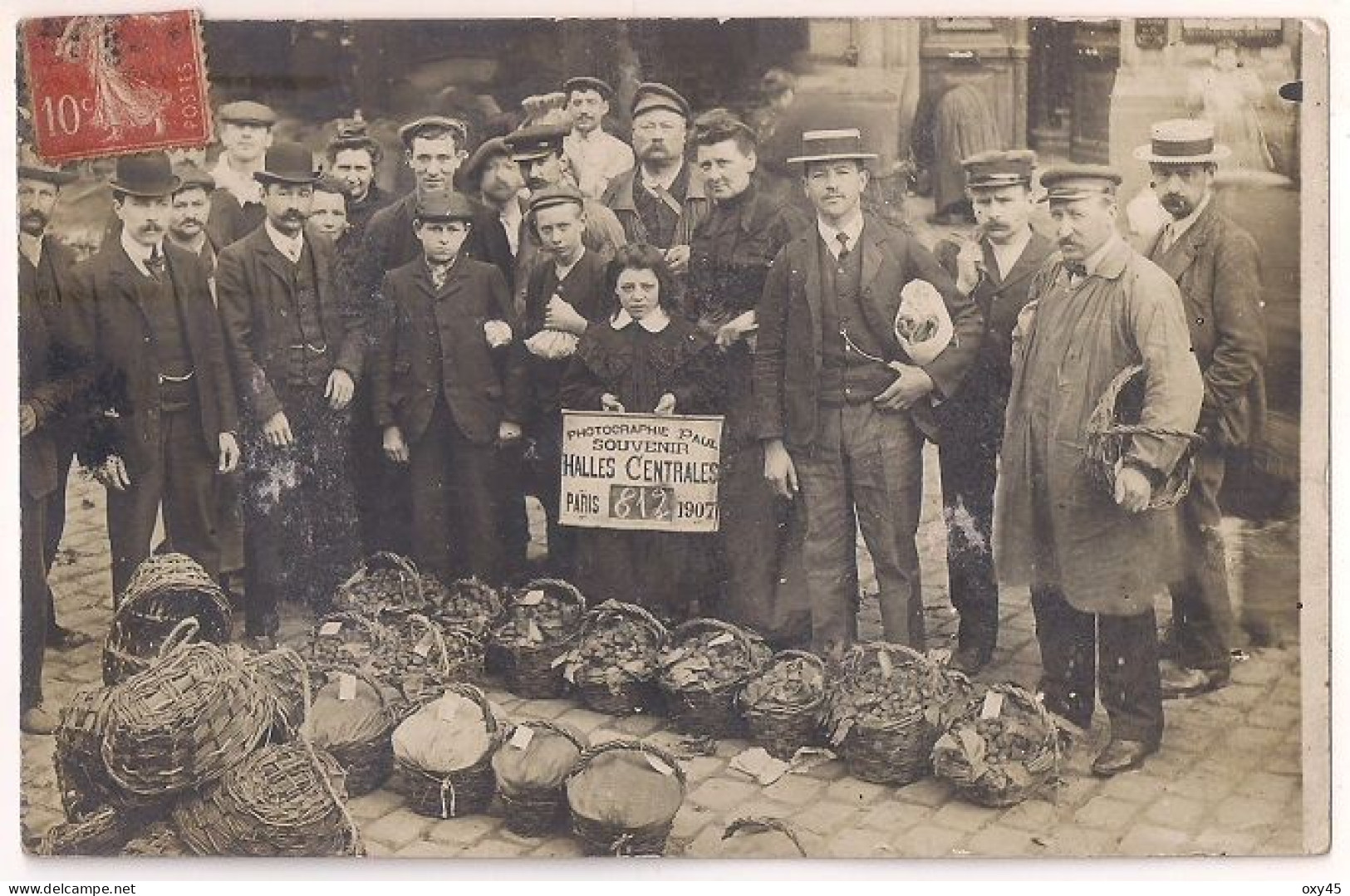 Carte Photo - Marché Des Halle Centrale Paris 1907, Jouffroy, Photo Paul - Straßenhandel Und Kleingewerbe