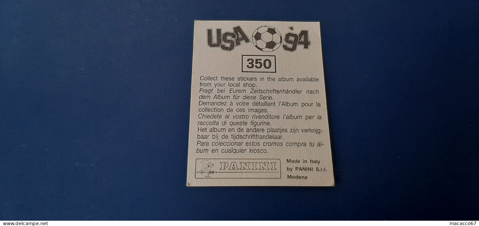 Figurina Panini WM USA 94 - 350 Mykland Norvegia - Edition Italienne
