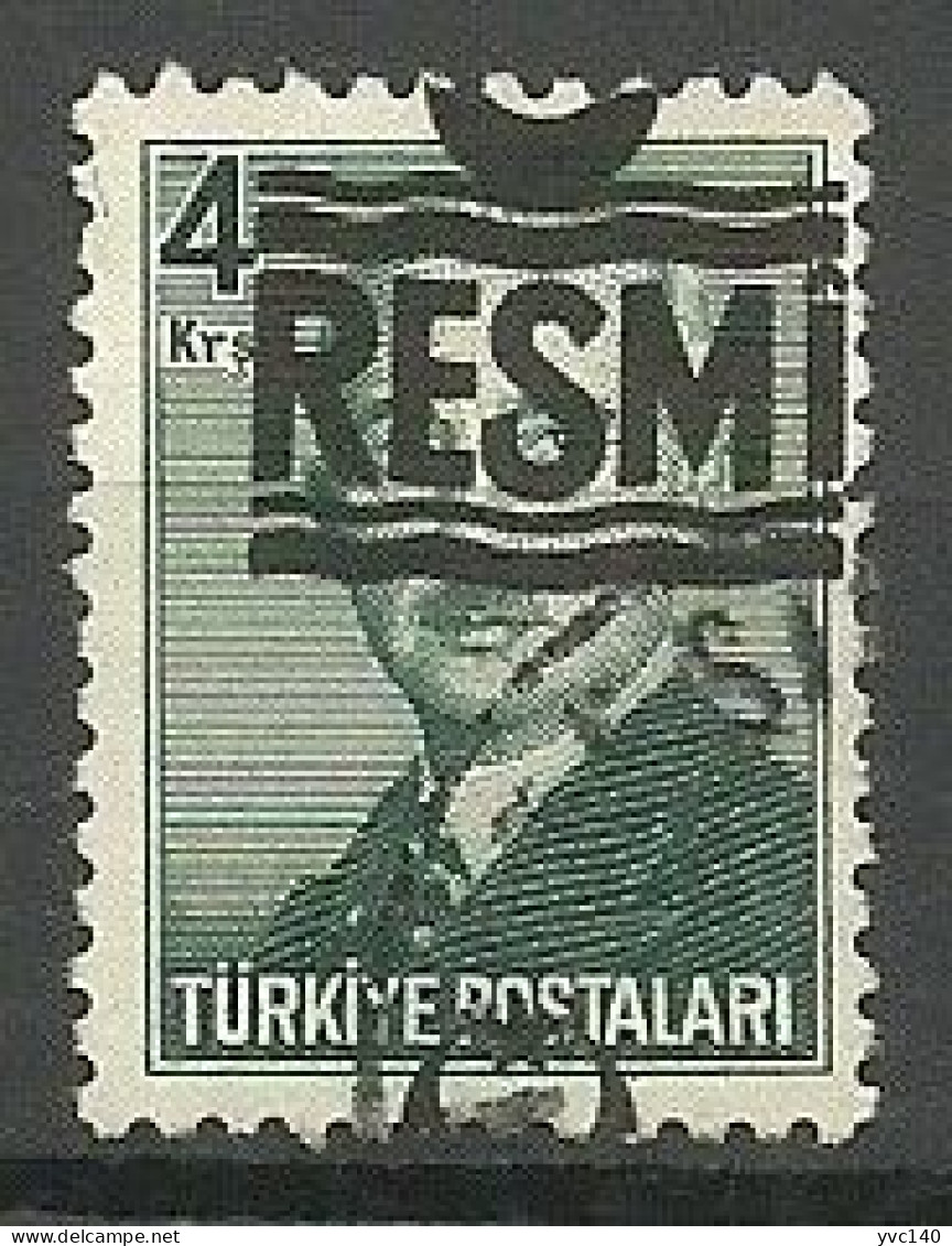 Turkey; 1955 Official Stamp 4 K. ERROR "Shifted Overprint" Used - Dienstzegels