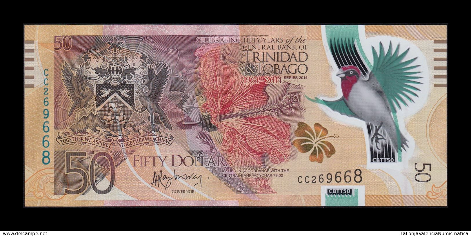 Trinidad & Tobago 50 Dollars Commemorative 2014 Pick 54 Polymer Sc Unc - Trindad & Tobago