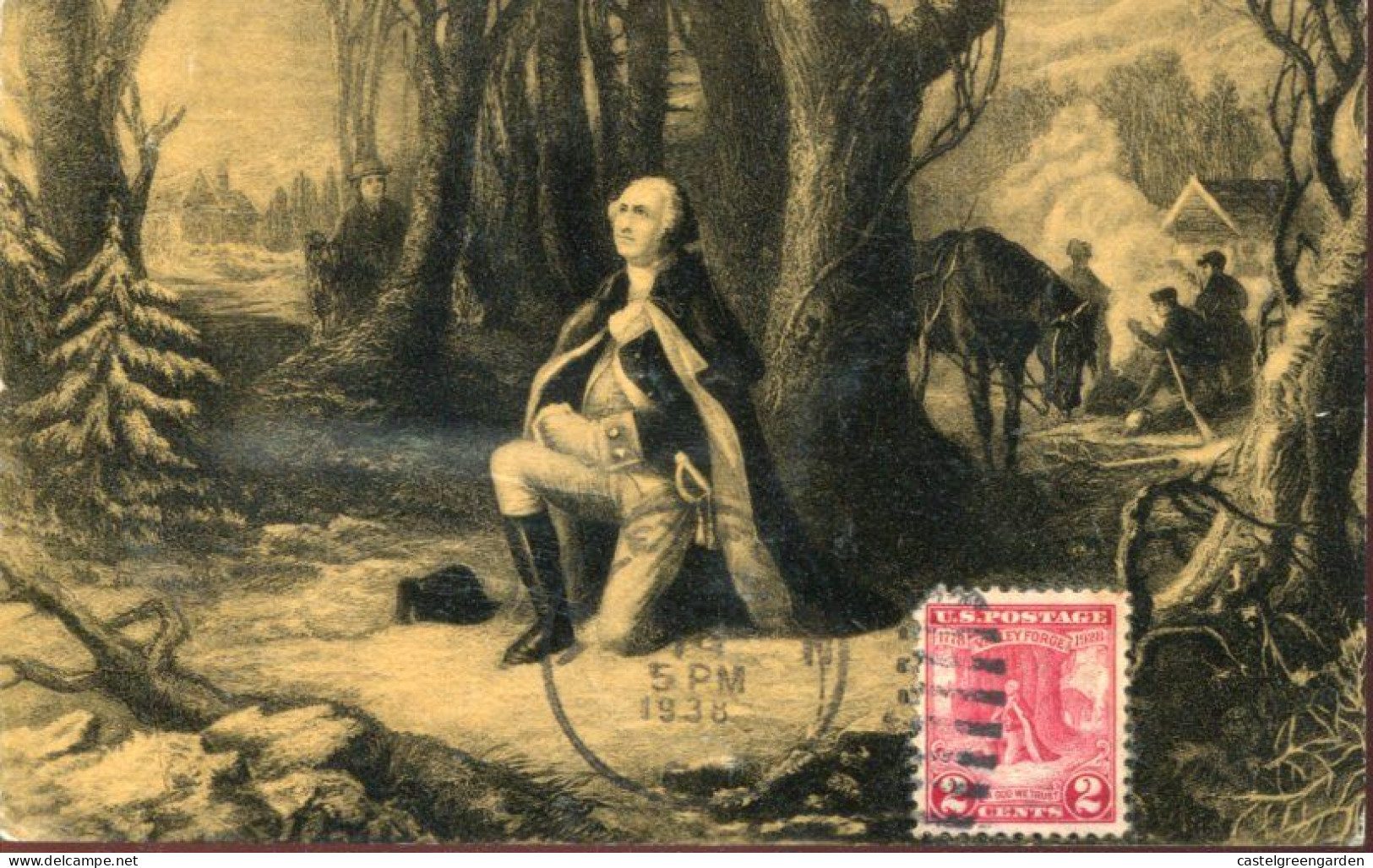 X0310 U.s.a. Maximum 1938 George Washington At Prayer At Valley Forge - George Washington