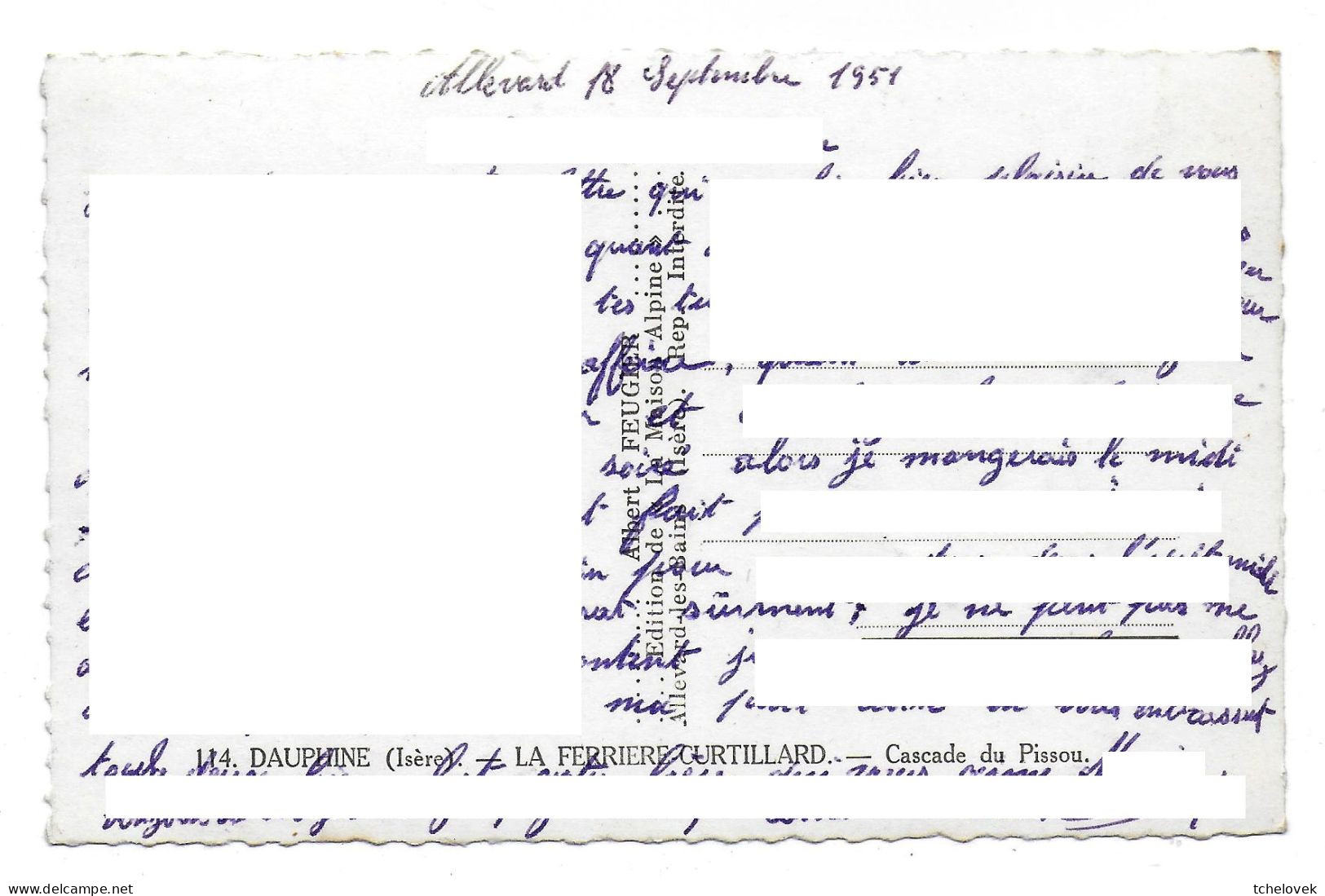 (38). Allevard. 1 Cp. Ferriere D'Allevard (2) Cascade Du Pissou 1951 - Allevard