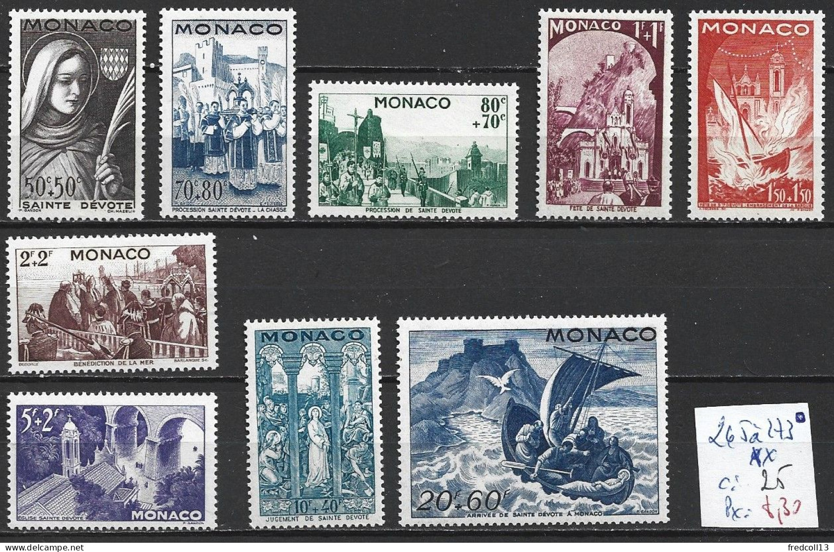 MONACO 265 à 73 ** Côte 25 € - Unused Stamps