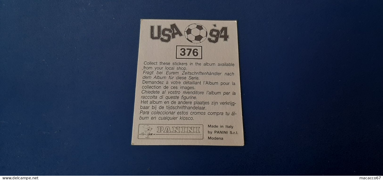 Figurina Panini WM USA 94 - 376 Salvador Messico - Italian Edition