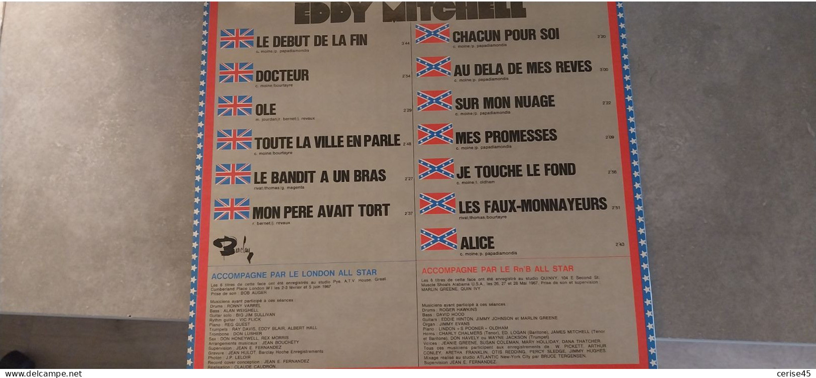 33 TOURS EDDY MITCHELL DE LONDRES A MENPHIS  ENREGISTRE EN 1967 - Otros - Canción Francesa