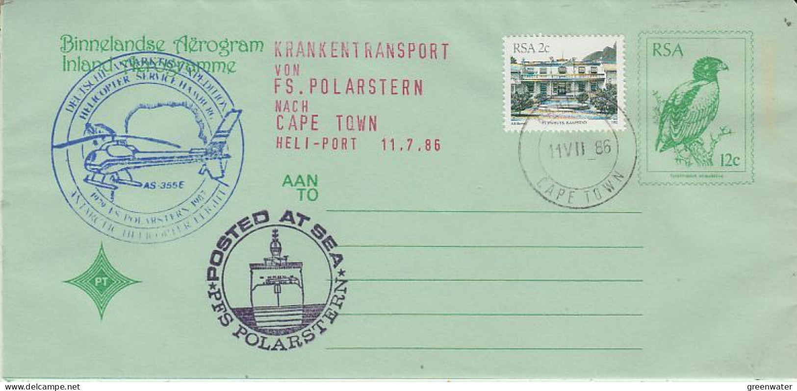 South Africa MS Polarstern Heli Flight "Krankentransport Von Polarstern To Cape Town"  11.7.1986 (GS200) - Vuelos Polares