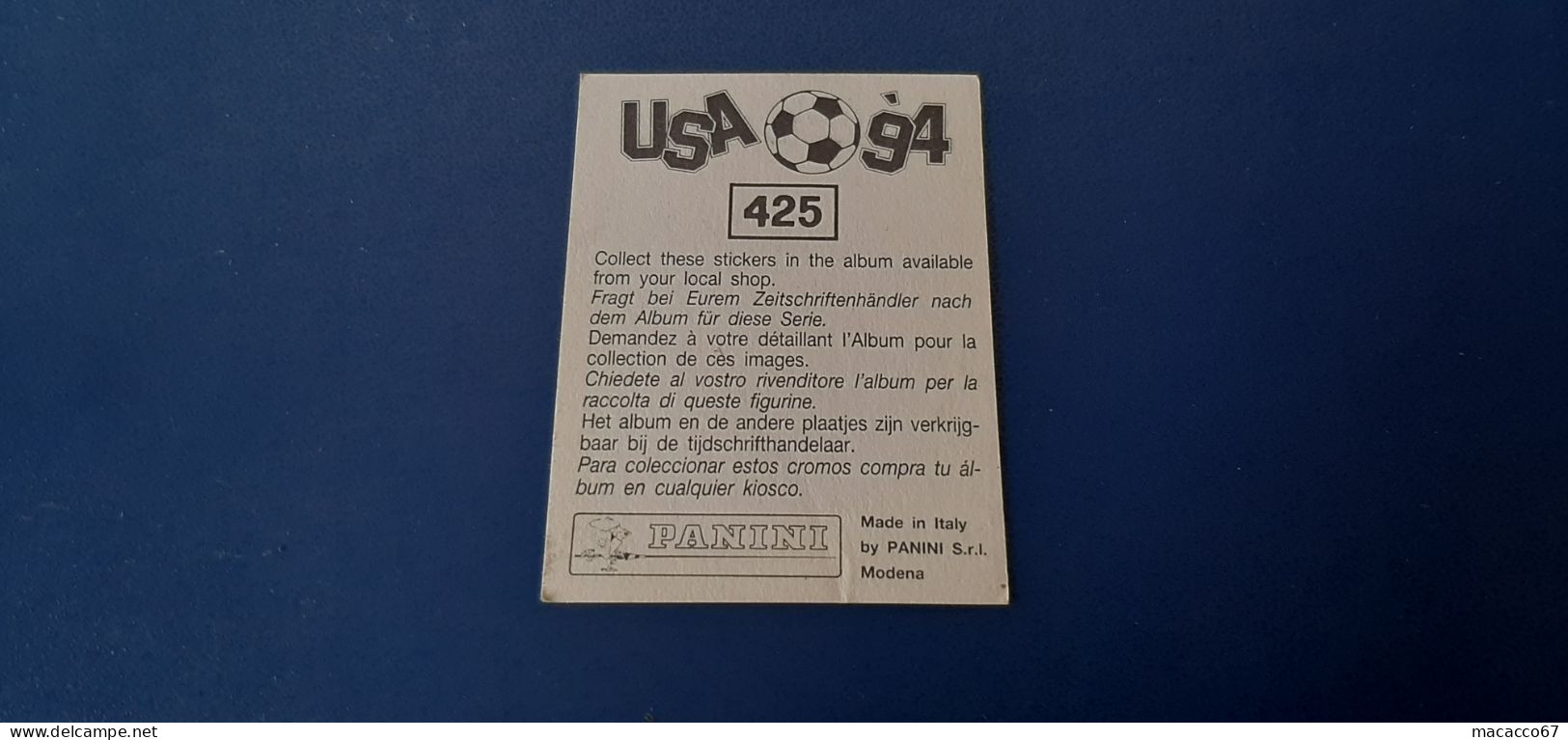 Figurina Panini WM USA 94 - 425 Jonk Olanda - Edizione Italiana
