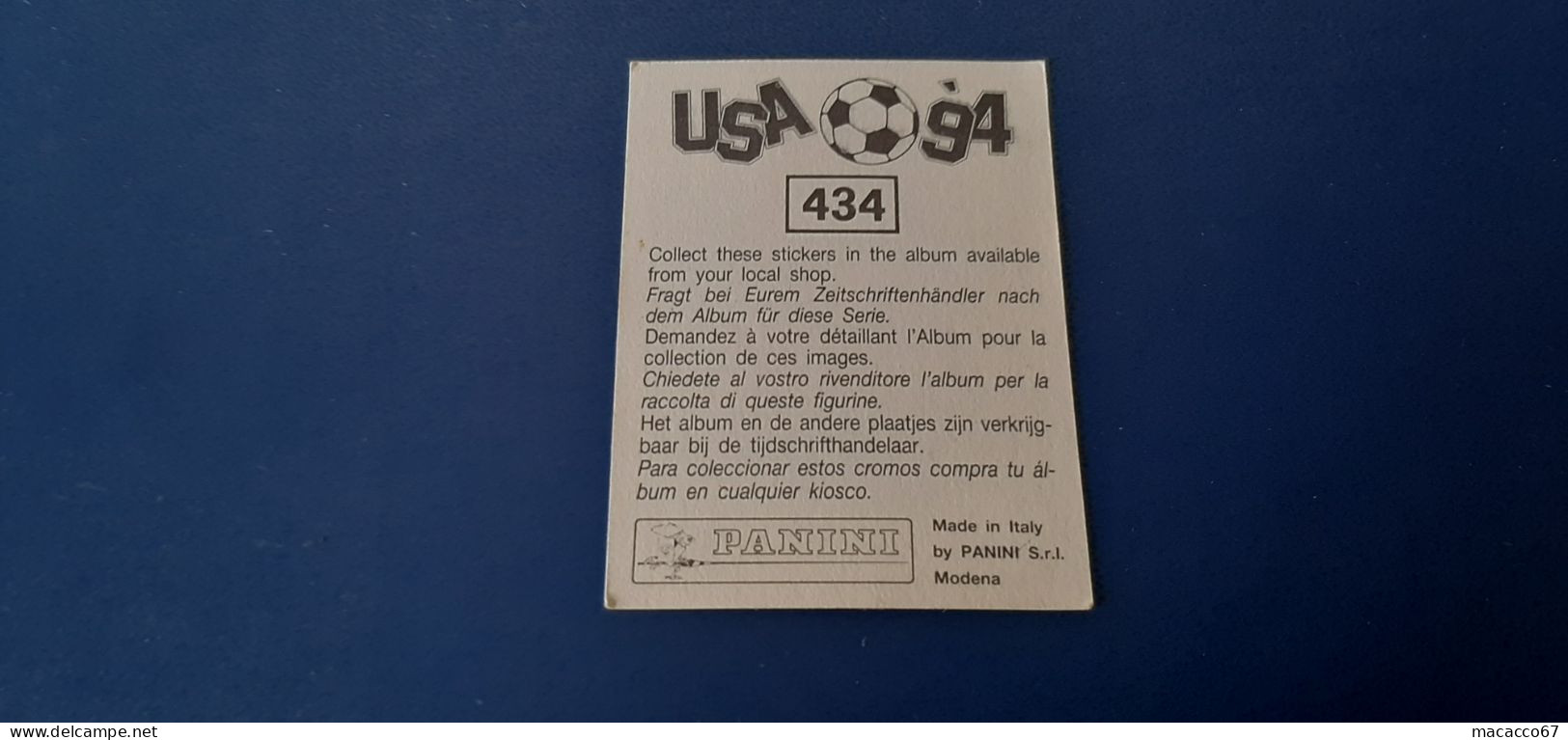 Figurina Panini WM USA 94 - 434 Snelders Olanda - Edición Italiana
