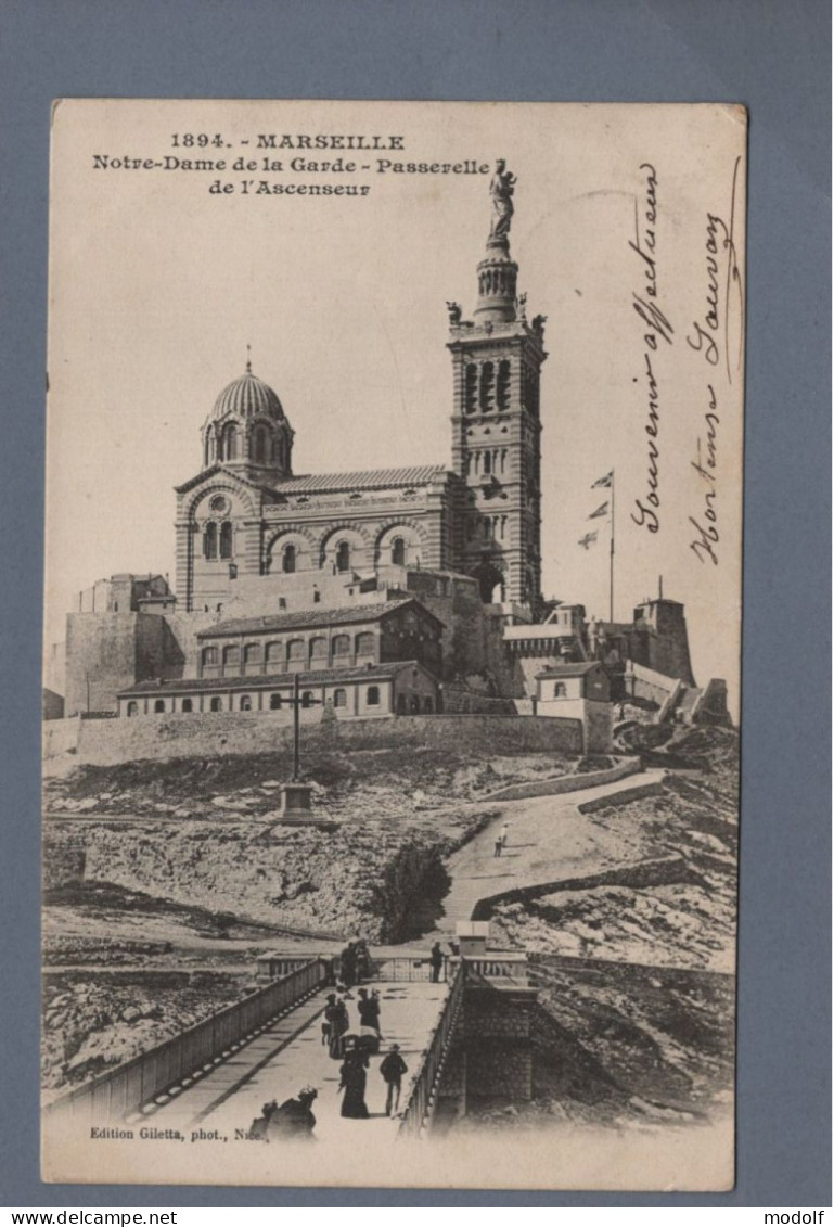 CPA - 13 - Marseille - Notre-Dame De La Garde - Passerelle De L'Ascenseur - Animée - Circulée En 1904 - Notre-Dame De La Garde, Aufzug Und Marienfigur