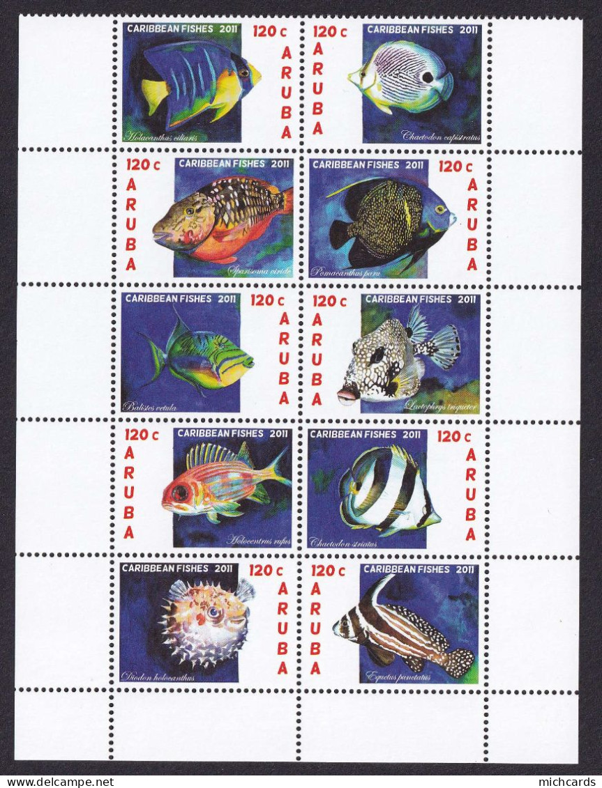 323 ARUBA 2011 - Y&T 560/69 - Poisson - Neuf ** (MNH) Sans Charniere - Niederländische Antillen, Curaçao, Aruba