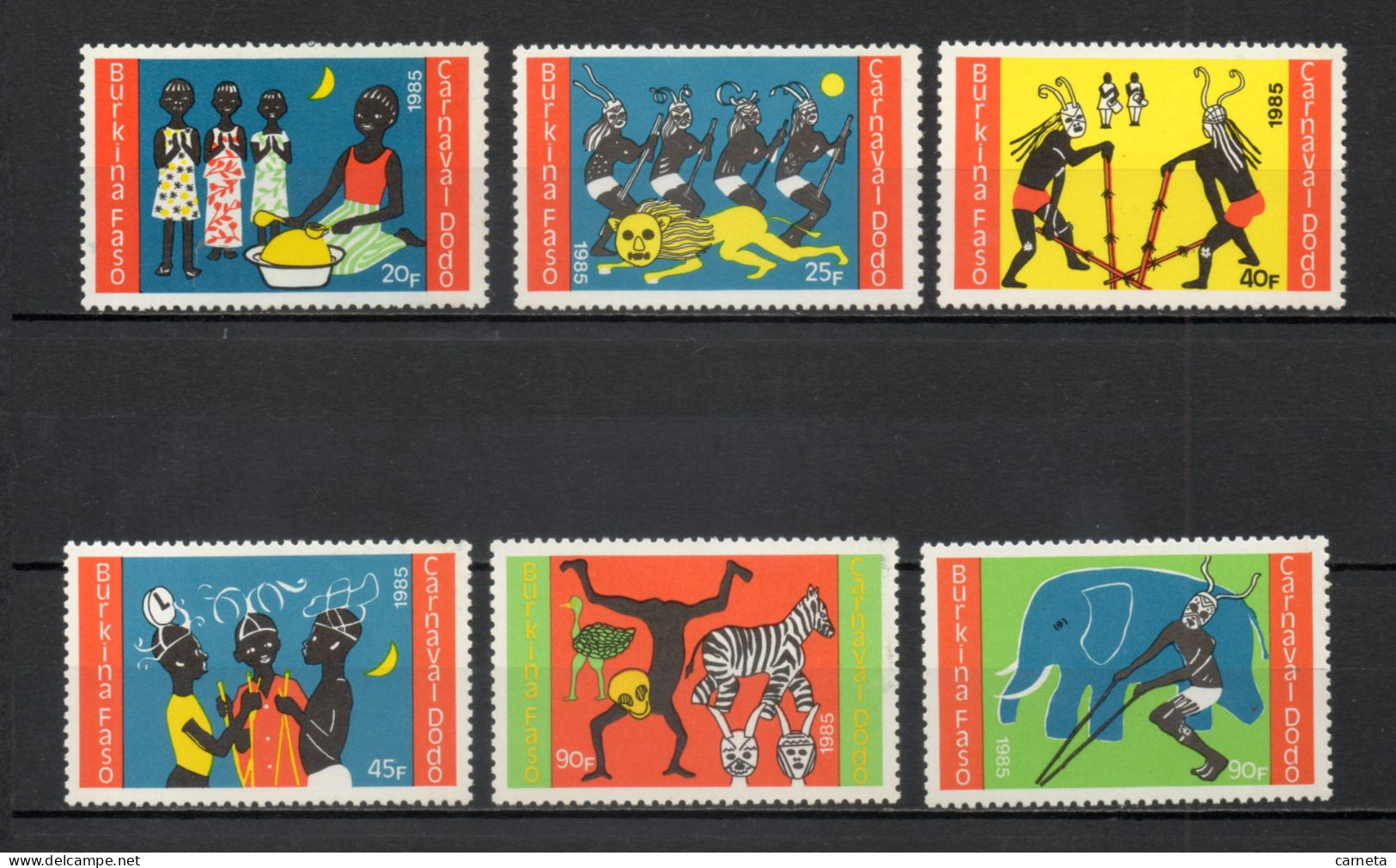 BURKINA FASO  N° 670 à 675    NEUFS SANS CHARNIERE  COTE  5.00€  CARNAVAL DODO ANIMAUX - Burkina Faso (1984-...)