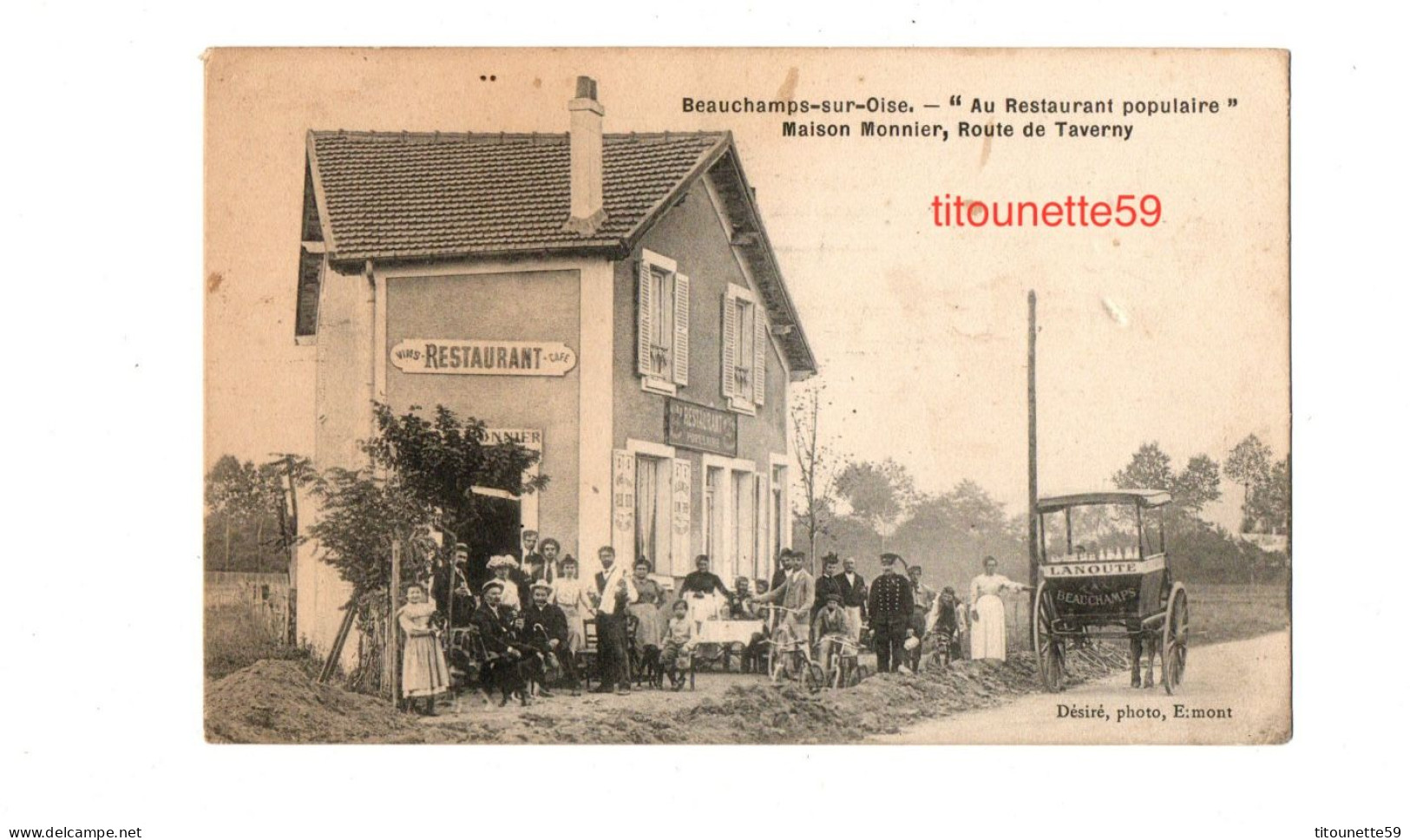 60- BEAUCHAMPS-sur-OISE -"Au RESTAURANT POPULAIRE", Maison MONNIER, Route De TAVERNY- - Sonstige & Ohne Zuordnung