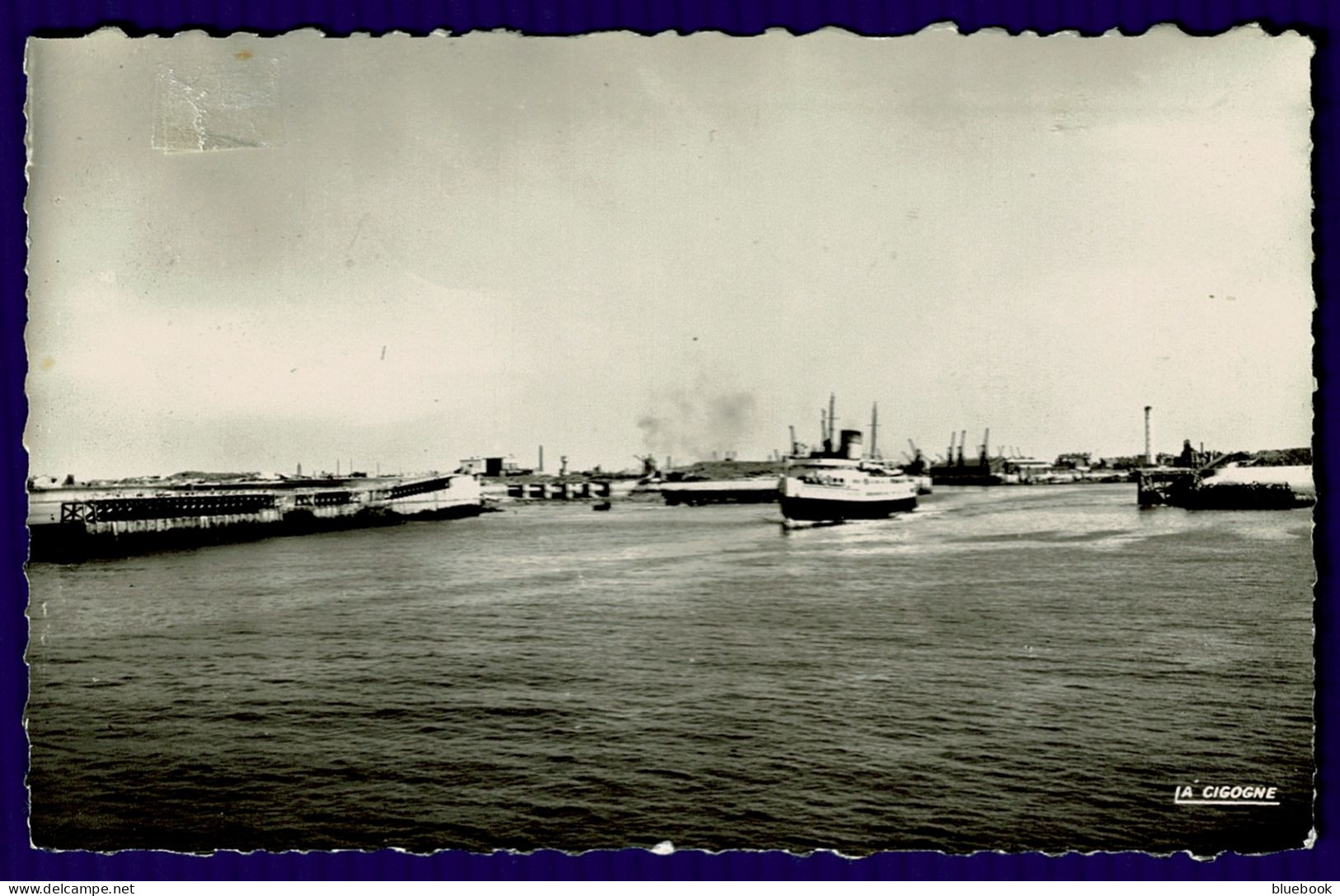 Ref 1647 - 1953 Real Photo Postcard - Calais Harbour - Unlisted Or Early Use Paquebot Mark - Lettres & Documents