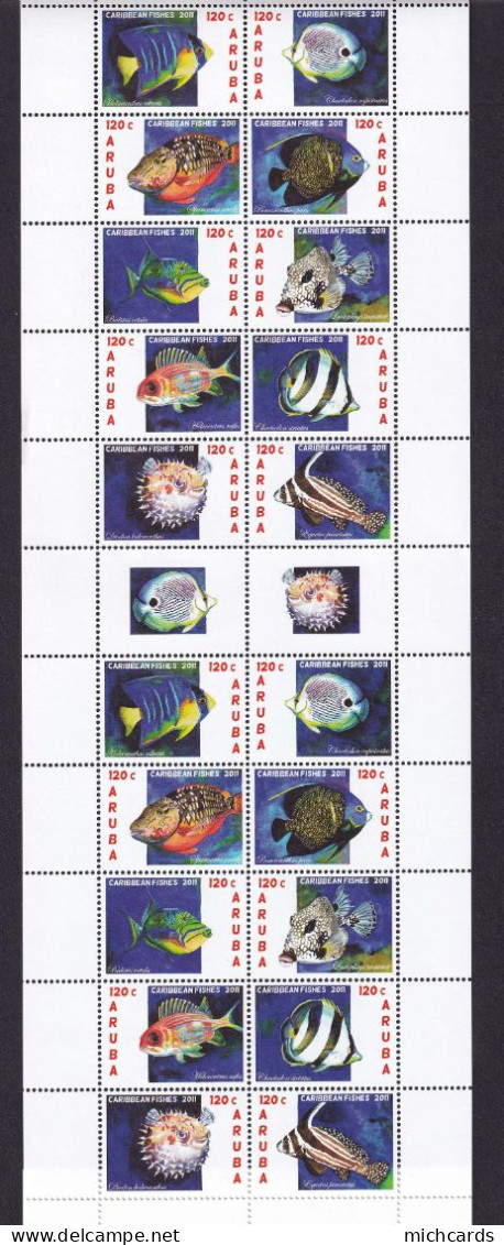 323 ARUBA 2011 - Y&T 560/69 X 2 En Feuille - Poisson - Neuf ** (MNH) Sans Charniere - Curaçao, Antille Olandesi, Aruba