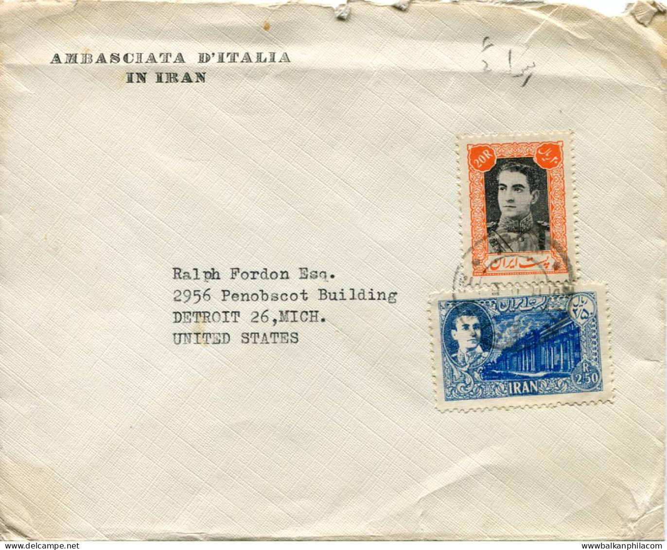 1942s Persia Italian Embassy To USA - Iran