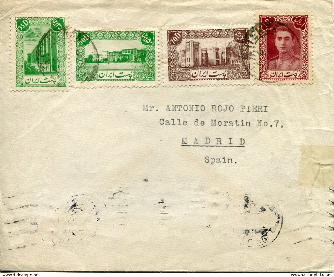 1947 Persia Commercial Cover To Spain - Iran