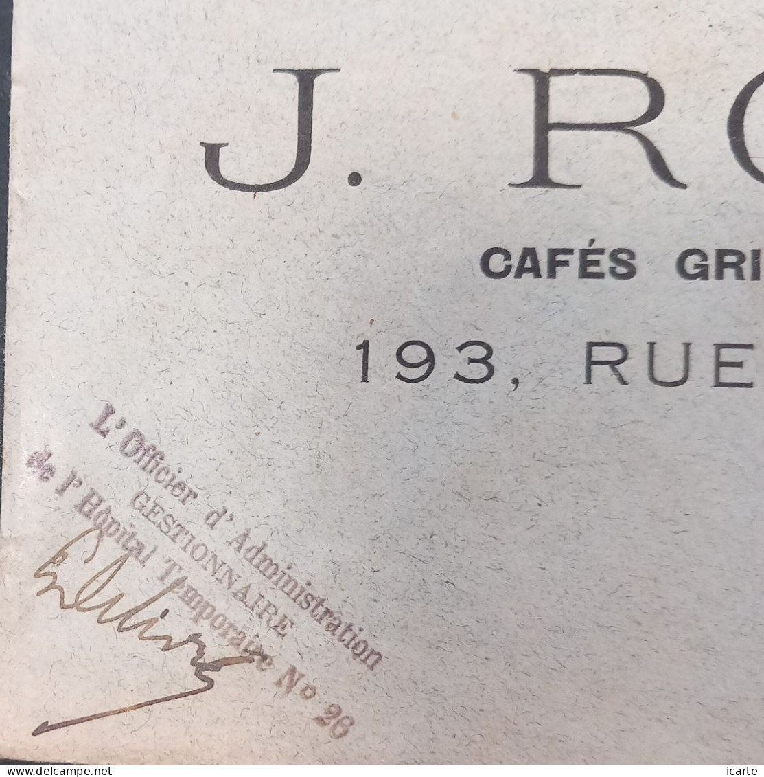 Cachet HÔPITAL TEMPORAIRE N°26 De Roanne Sur Enveloppe Franchise Militaire J.Rosen Cafés Grillés En Gros 19 09 1915 - Guerre De 1914-18