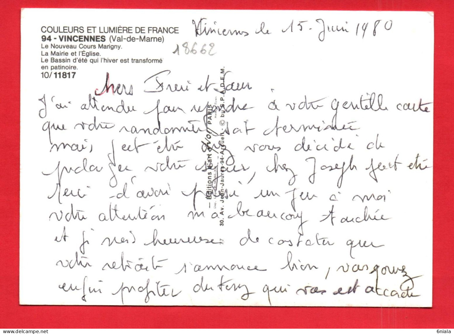 18662 VINCENNES Le Nouveau Cours Marigny, La Mairie Et L'Eglise, Le Bassin D' été   (2 Scans ) 94 - Vincennes