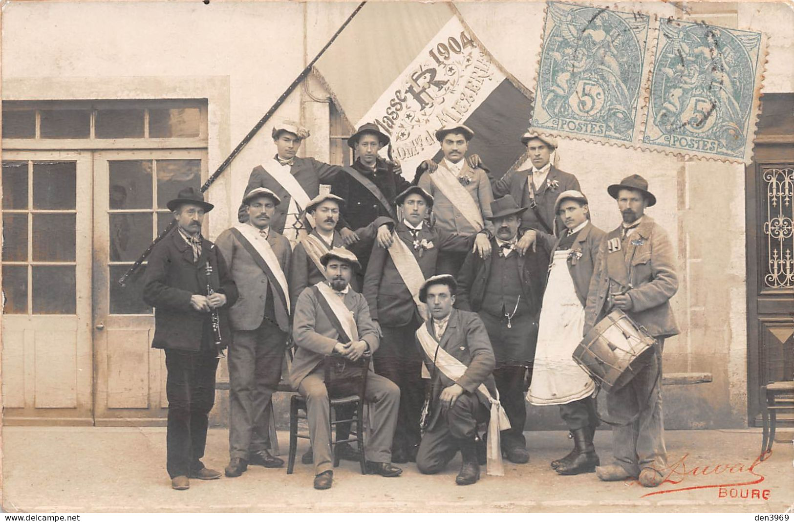 Commune De MEZERIAT (Ain) - Conscrits De La Classe 1904, Carte-Photo, Voyagé (2 Scans) Blanc Fabrique De Limonade Vonnas - Unclassified